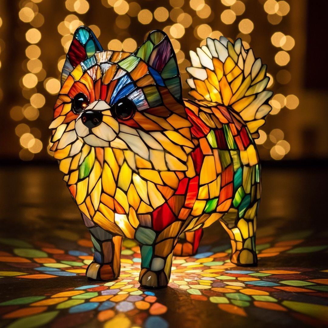 Pomeranian | Luminária de Vitral