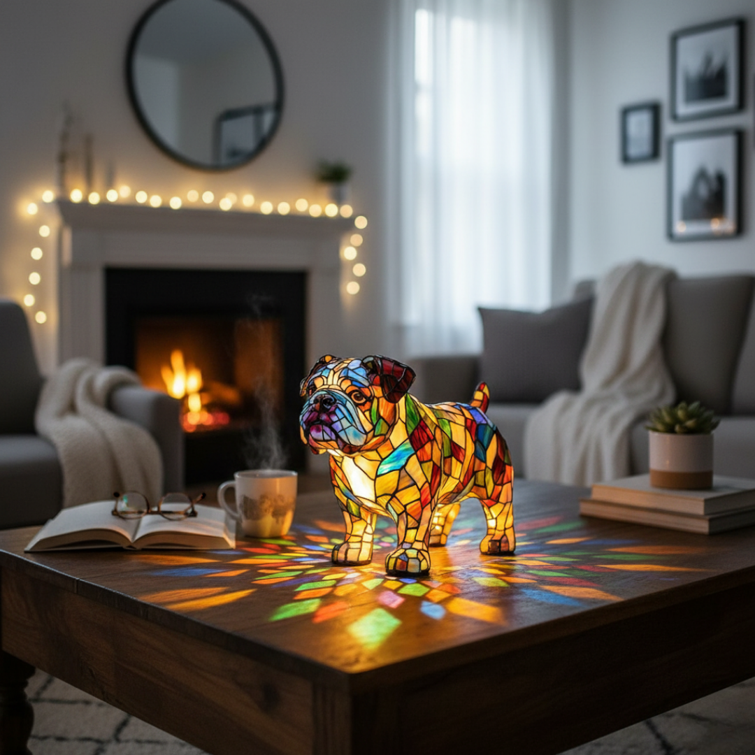 Buldogue | Luminária de Vitral