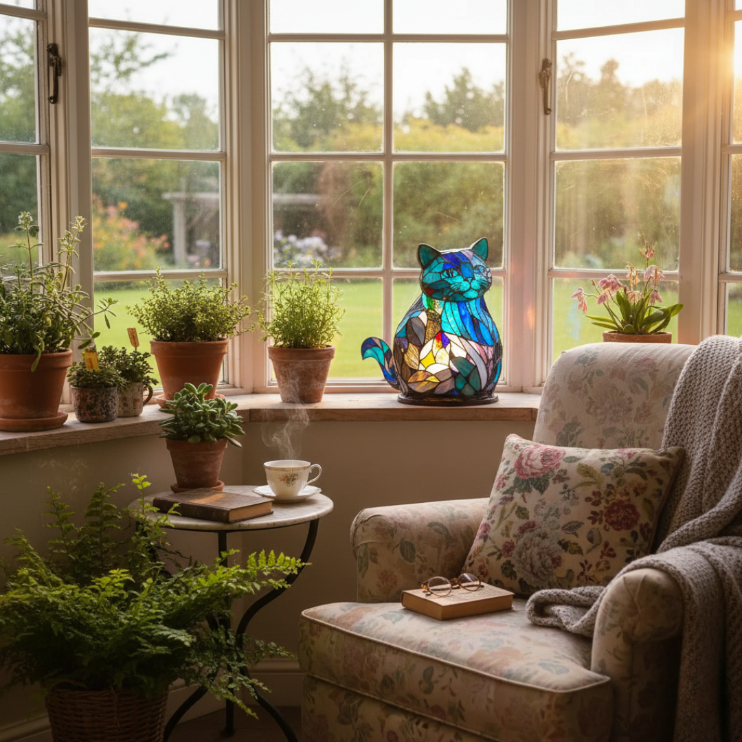 Gato | Luminária de Vitral