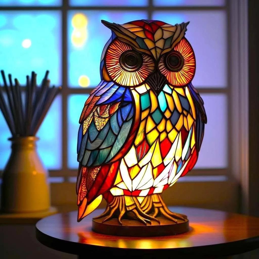 Coruja | Luminária de Vitral