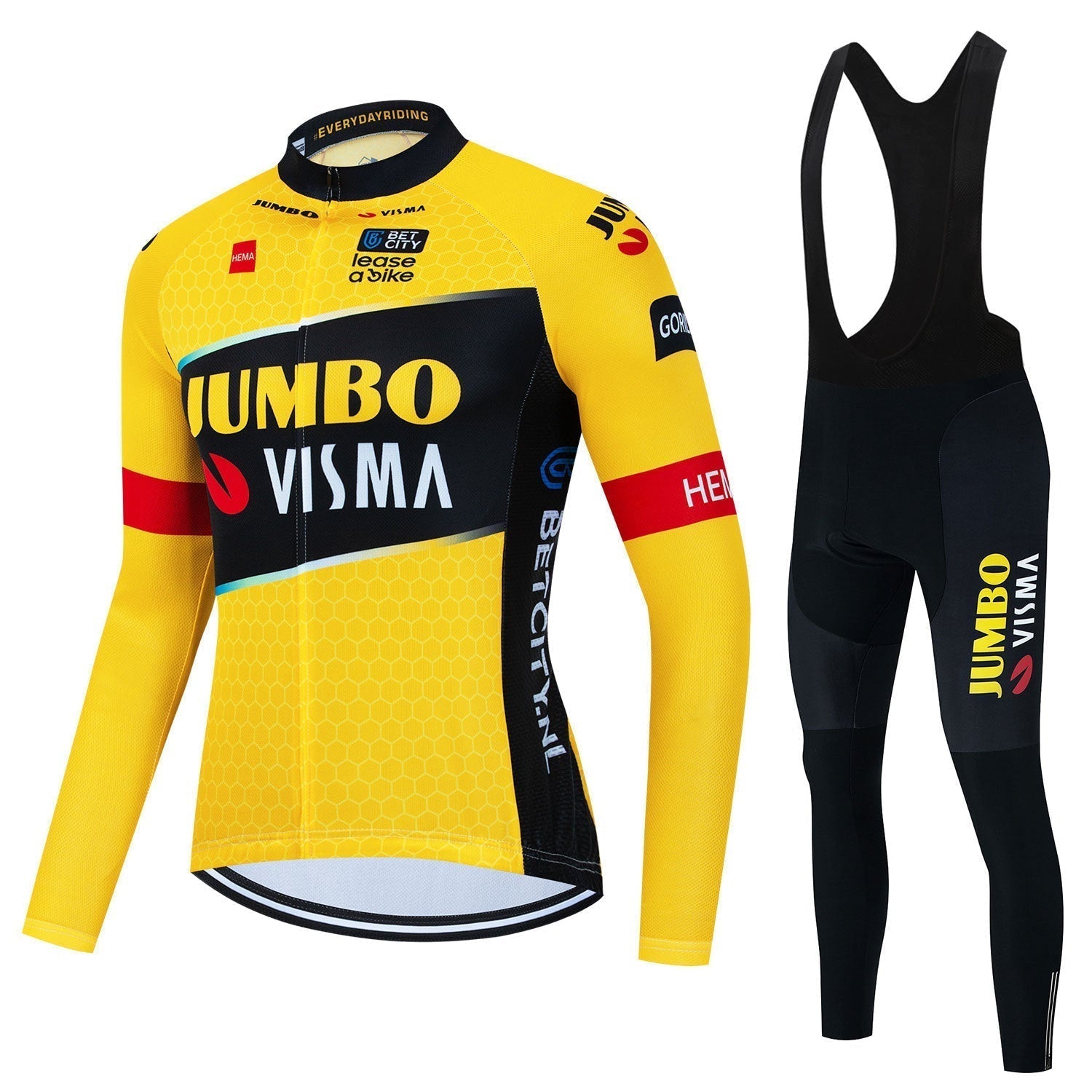 Jumbo Visma – Conjunto de roupas de ciclismo profissionais de mangas compridas