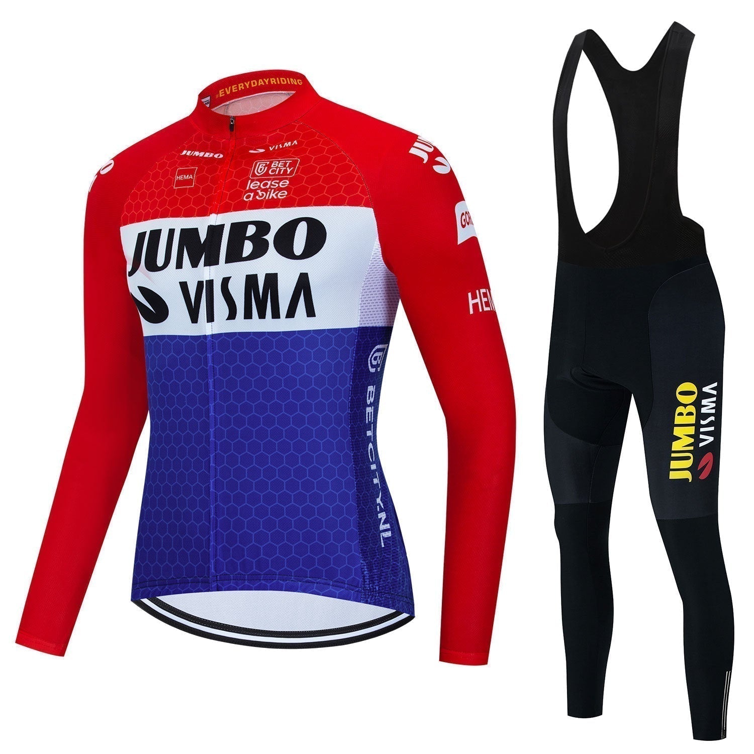 Jumbo Visma – Conjunto de roupas de ciclismo profissionais de mangas compridas