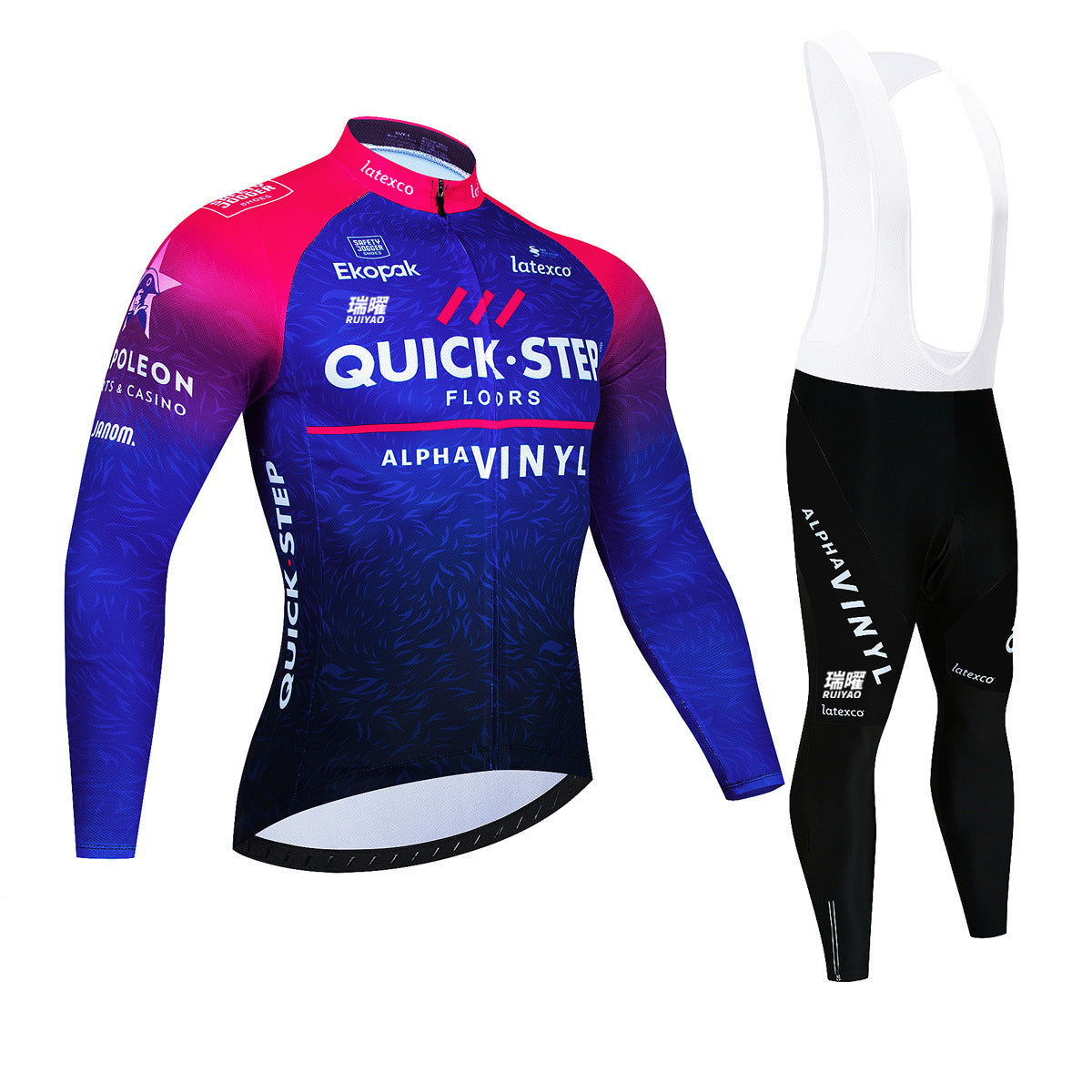 Quick Step – Conjunto profissional de ciclismo com mangas compridas