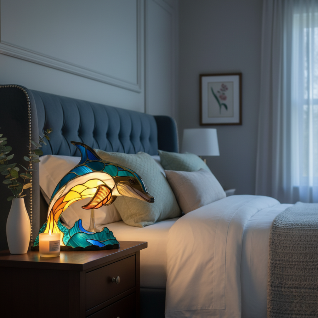 Golfinho | Luminária de Vitral