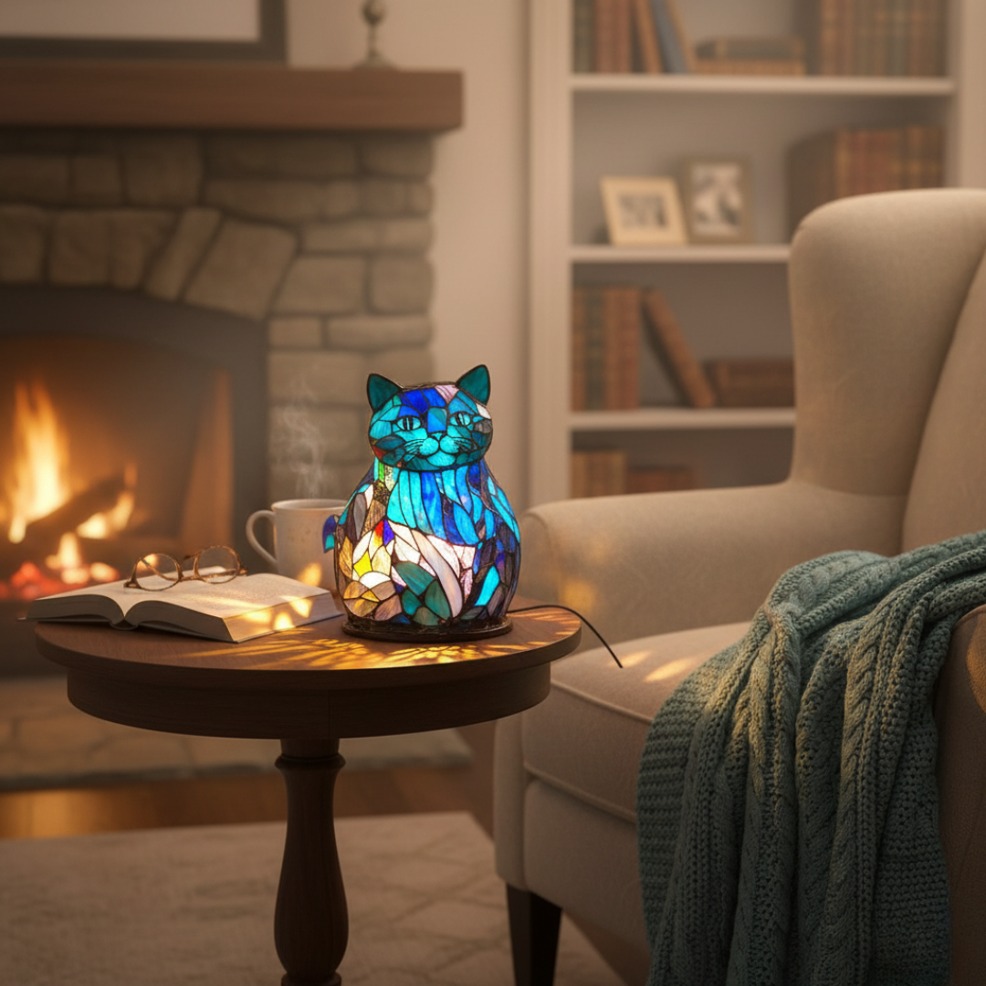 Gato | Luminária de Vitral
