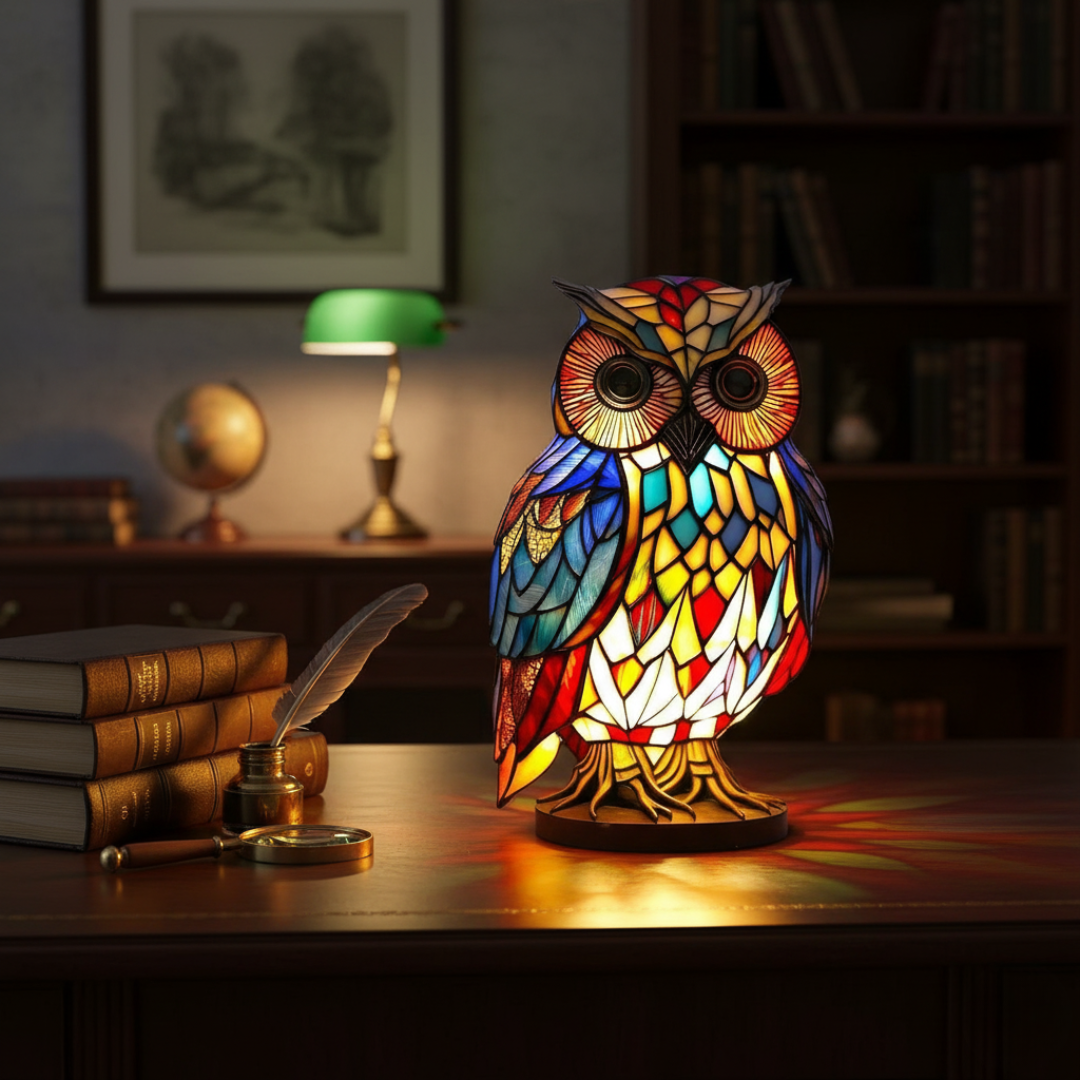 Coruja | Luminária de Vitral