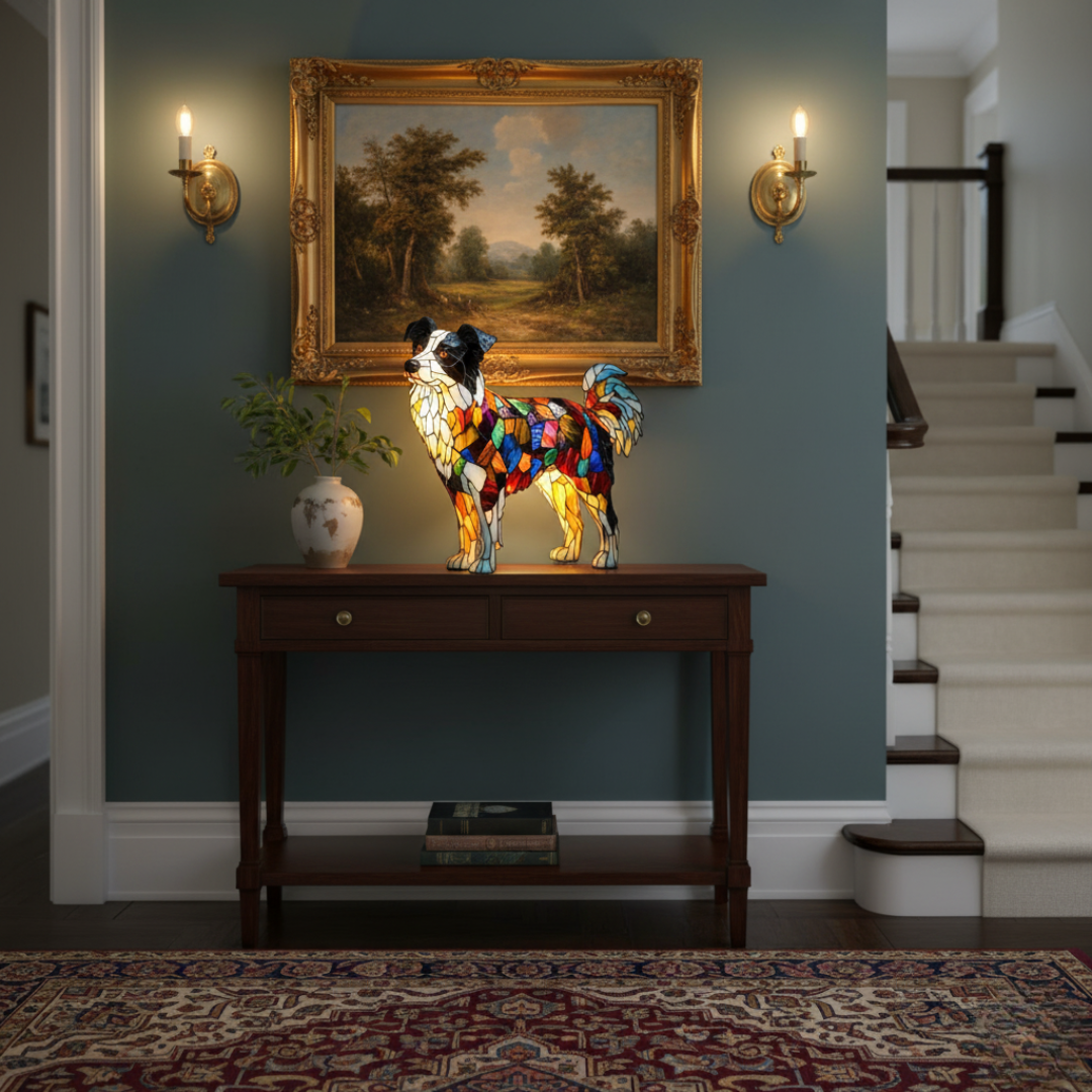 Border Collie | Luminária de Vitral