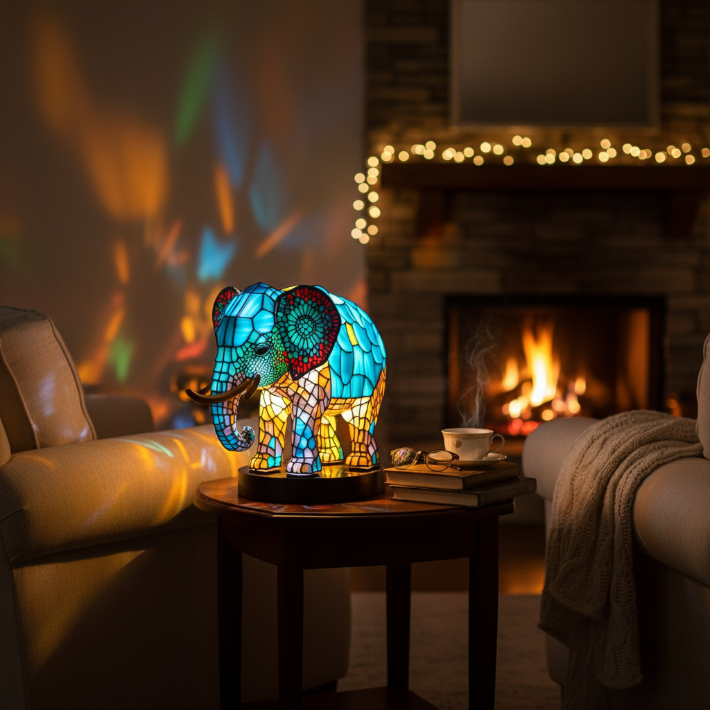 Elefante | Luminária de Vitral