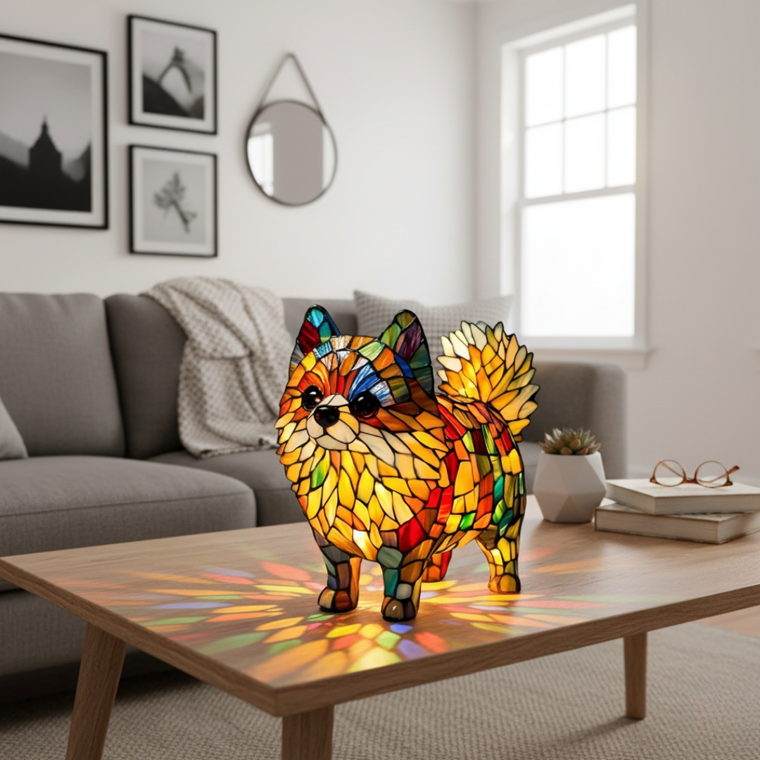 Pomeranian | Luminária de Vitral