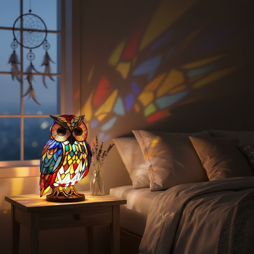 Coruja | Luminária de Vitral