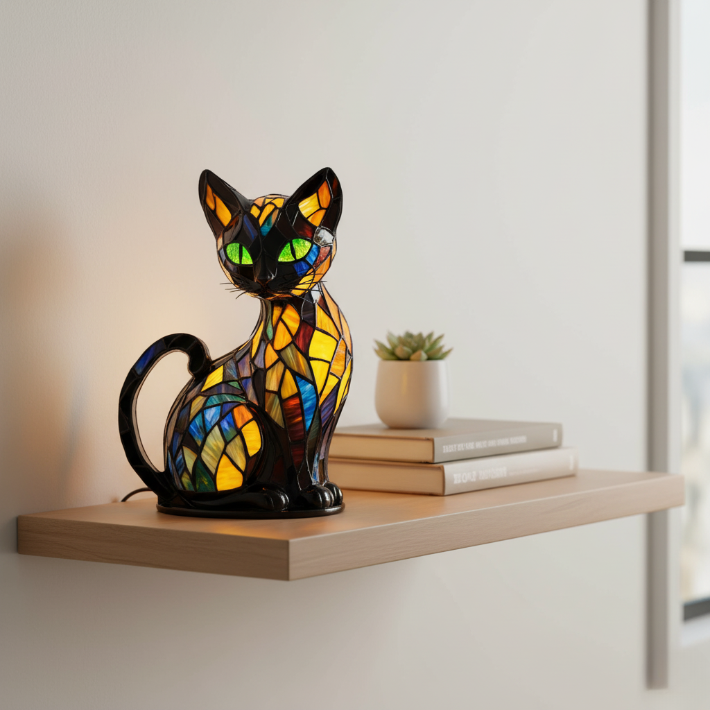 Gato | Luminária de Vitral