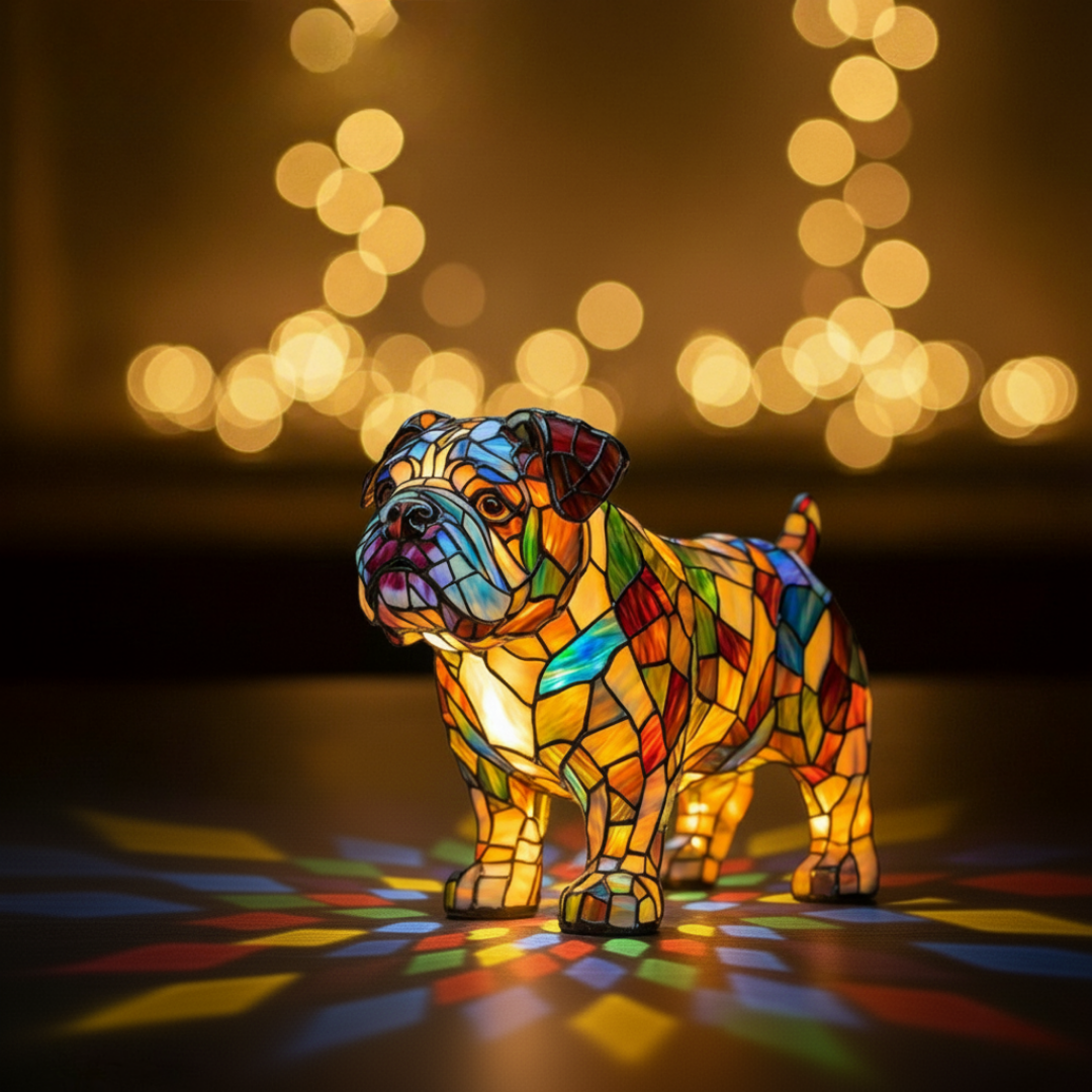 Buldogue | Luminária de Vitral