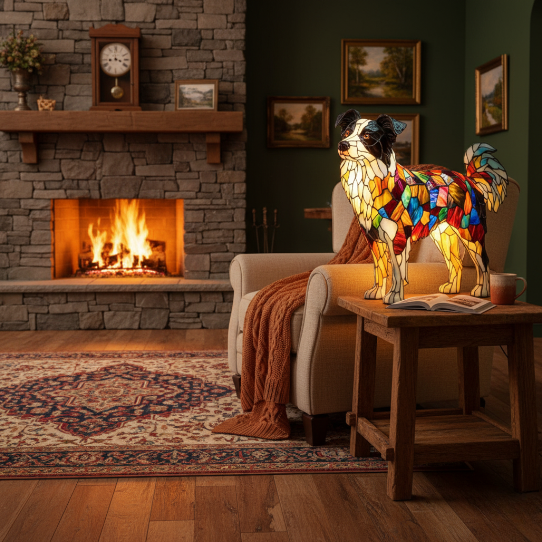 Border Collie | Luminária de Vitral