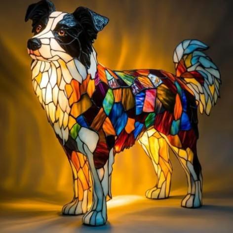 Border Collie | Luminária de Vitral