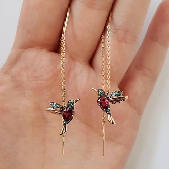 Brincos de esmalte e zircônia Colibri