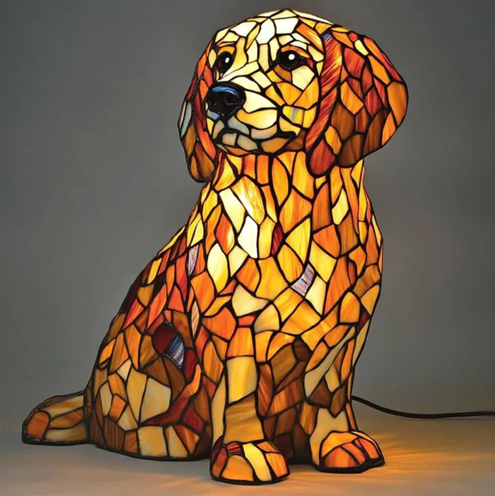 Golden Retriever | Luminária de Vitral